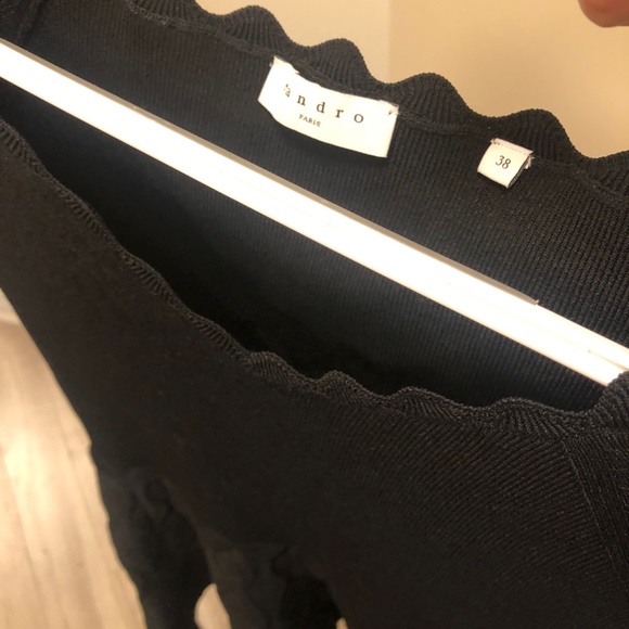 Sandro Black Knitted Scallop Dress - Size 38 (EU) - Picture 2 of 4